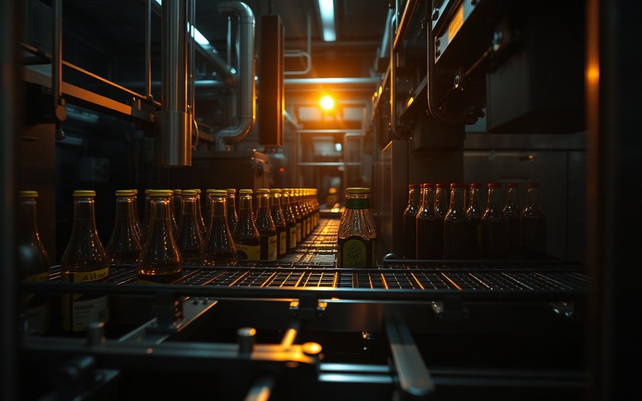 High-speed packaging and filling line with bottles