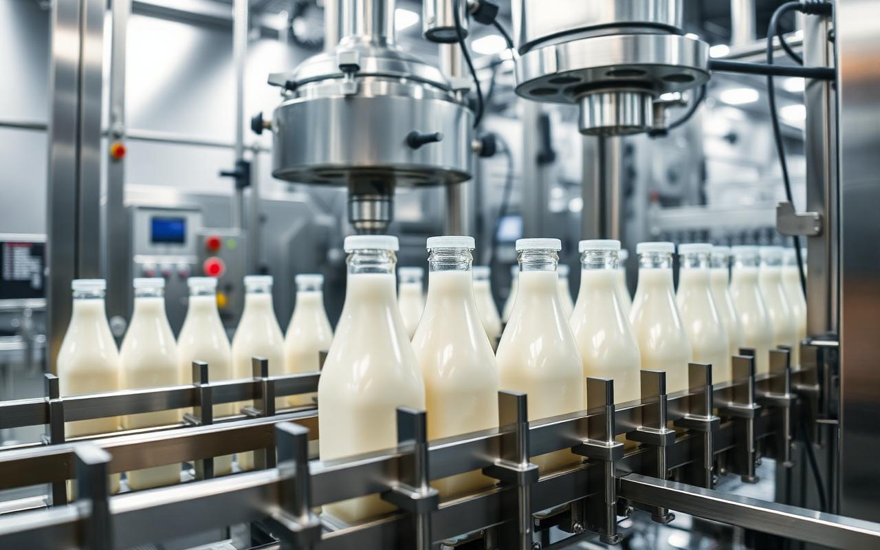 Dairy PET filling and capping line in a hygienic factory